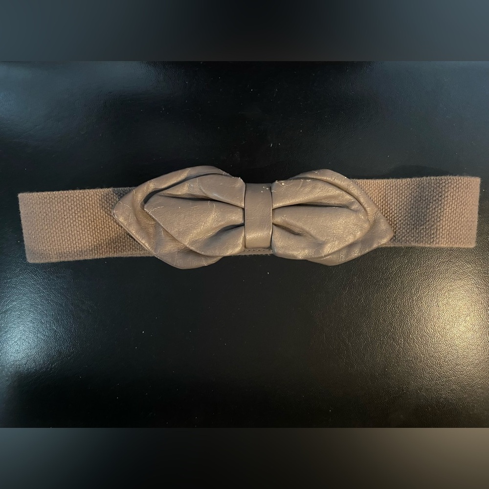 H&M Vintage Style Taupe Bow Cinch Belt XS Y2K